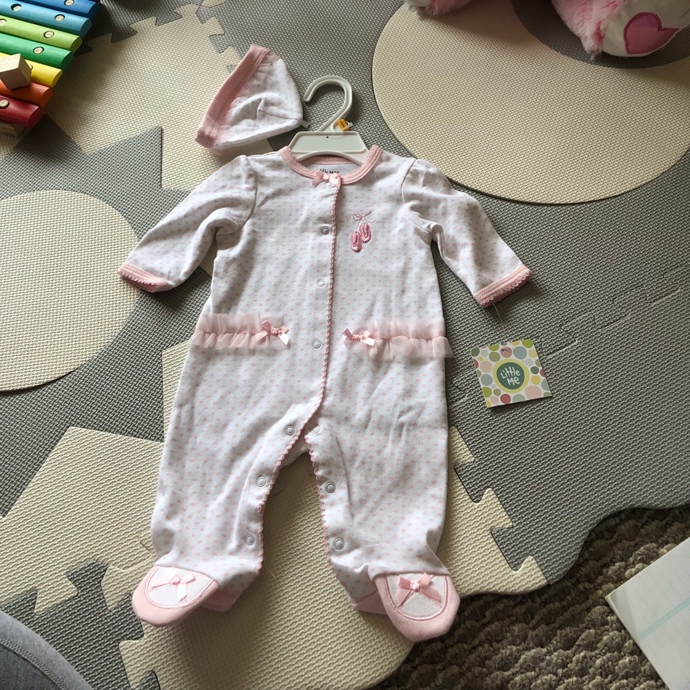 NWT Little Me Baby Girls’ Footie and Hat